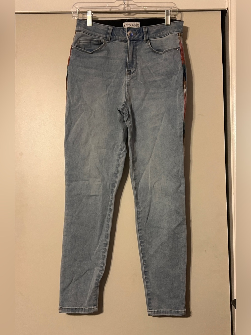 Knox Rose Light Blue Skinny Jeans with Side Trim